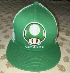 Super Mario 1-Up Mushroom “Get A Life” Green Size S/M