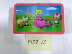 Super Mario Bros Nintendo Peach Toad Kids Metal Tin Box Storage Pink Glossy Used