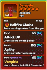 World Zero WZ – PET with PERFECT PERKS – GARGOYLE