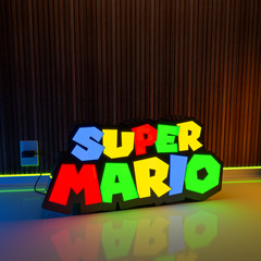 Super Mario Logo Light Box – LED Gaming Decor