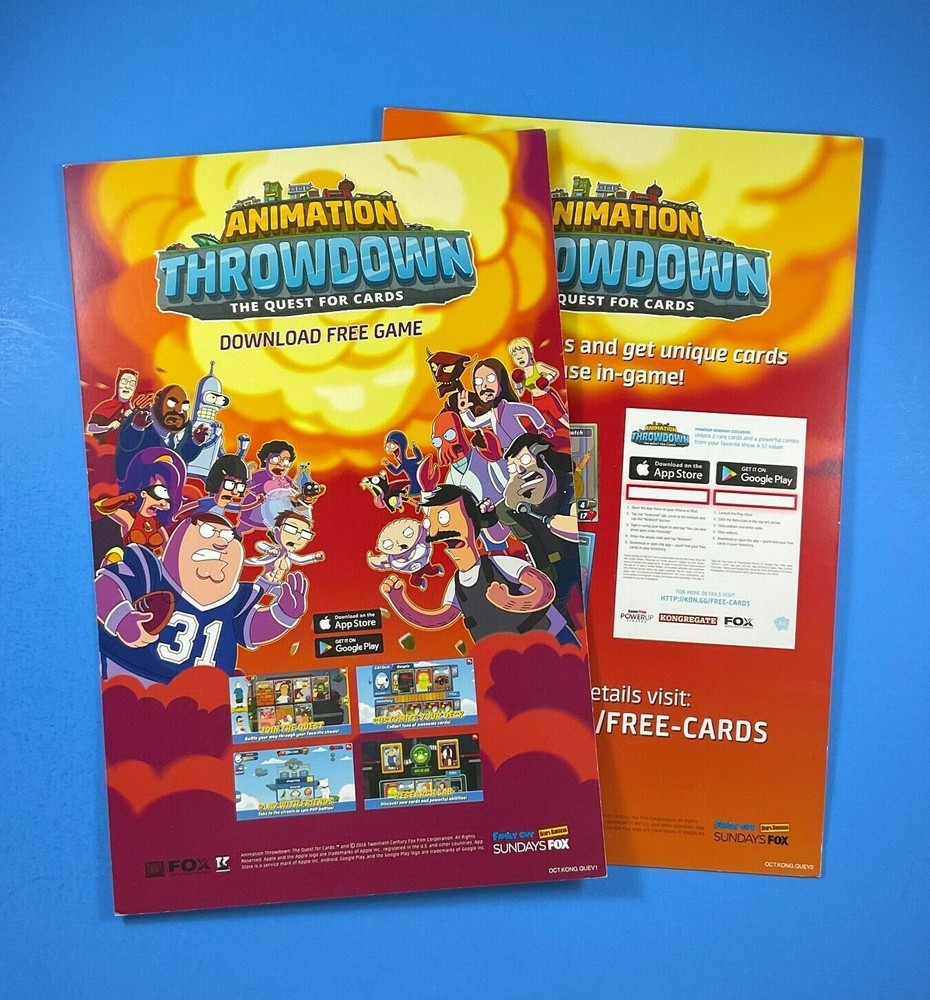 ANIMATION THROWDOWN Promotional Store Display Advertising Sign Set 7.5″ x 11.5″