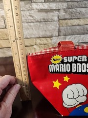 Vintage Glossy SUPER MARIO BROS Lunch Box Carry Bag w/Gingham Look *Orig. Owner