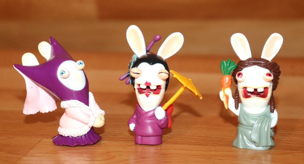 Raving Rabbids Rare Mini Figures France, Gladiator, Geisha Rabbid
