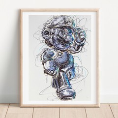 Metal Mario Ballpoint Pen Print, Super Mario Art