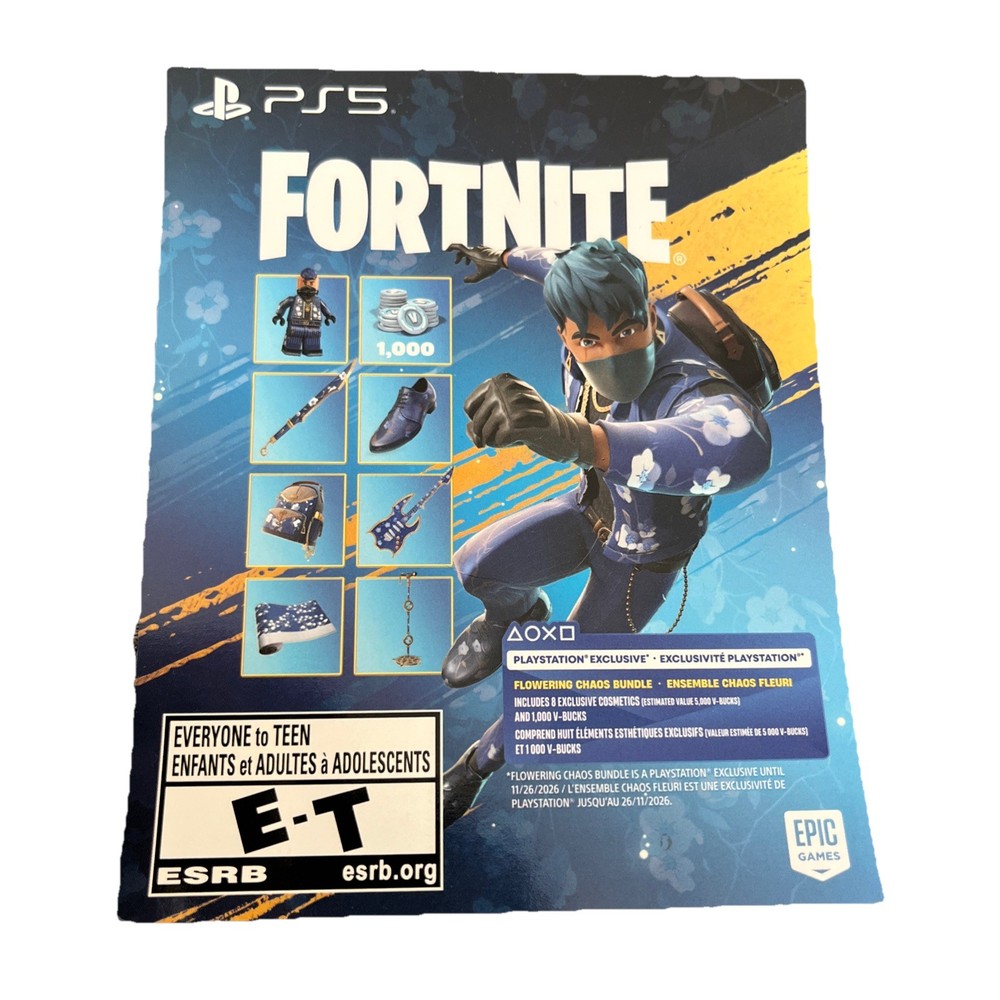 Fortnite Flowering Chaos PS5 Exclusive Bundle Code Canada & USA Unscratched