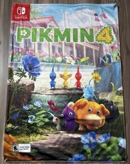 Pikmin 4 GAMESTOP PROMO: Cloth/Fabric RETAIL DISPLAY POSTER, Nintendo Switch Ad