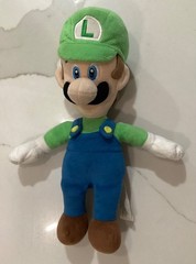 Super Mario Plush Lot: GOOMBA Club Mochi-Mochi by TOMY 6” +LUIGI by Nintendo 10”