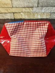 Vintage Glossy SUPER MARIO BROS Lunch Box Carry Bag w/Gingham Look *Orig. Owner
