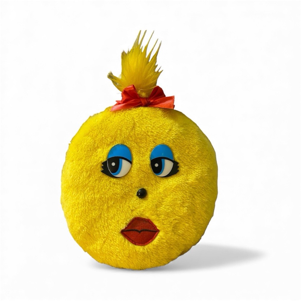 Vintage 1980s Ms. Pac-Man Plush Toy 8.5” x 10” – Rare. Game Room Decor