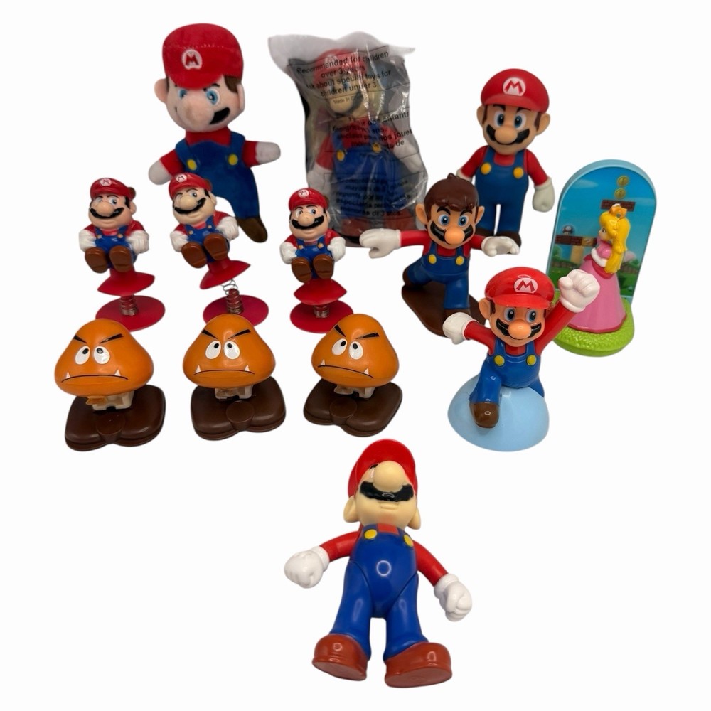 Lot Of 13 Mario Raccoon Tail Spring Popper Goomba Plush McDonald’s Toys