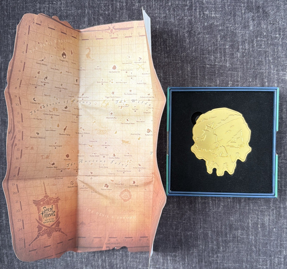 Sea of Thieves Reaper’s Mark Medallion Limited Edition 24K Gold-Plated With Map