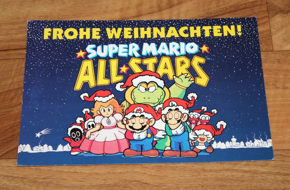 1993 Super Mario All-Stars SNES Vintage Christmas Card SENT FROM CLUB NINTENDO