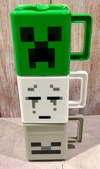 Minecraft Set of 3 Stacking Plastic Mugs Creeper Skeleton Ghast 2022 Mojang