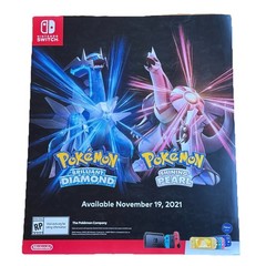 Nintendo Pokemon Brilliant Diamond Shining Pearl In Store Promo Poster 24” x 28”