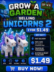 Grow A Garden 2 Unicorn 2 For $1.49 *READ DESCRIPTION* (1 Quantity = 2 Unicorn)