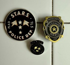 RESIDENT EVIL-S.T.A.R.S. Glossy Vintage BUTTON & Badge LAPEL PIN-Raccoon Police