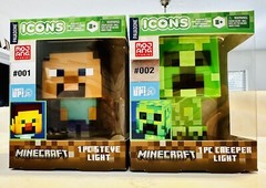 Minecraft Night Light Lamp 3D 4.5″ Figure Icons Paladone #001 and #002 Set