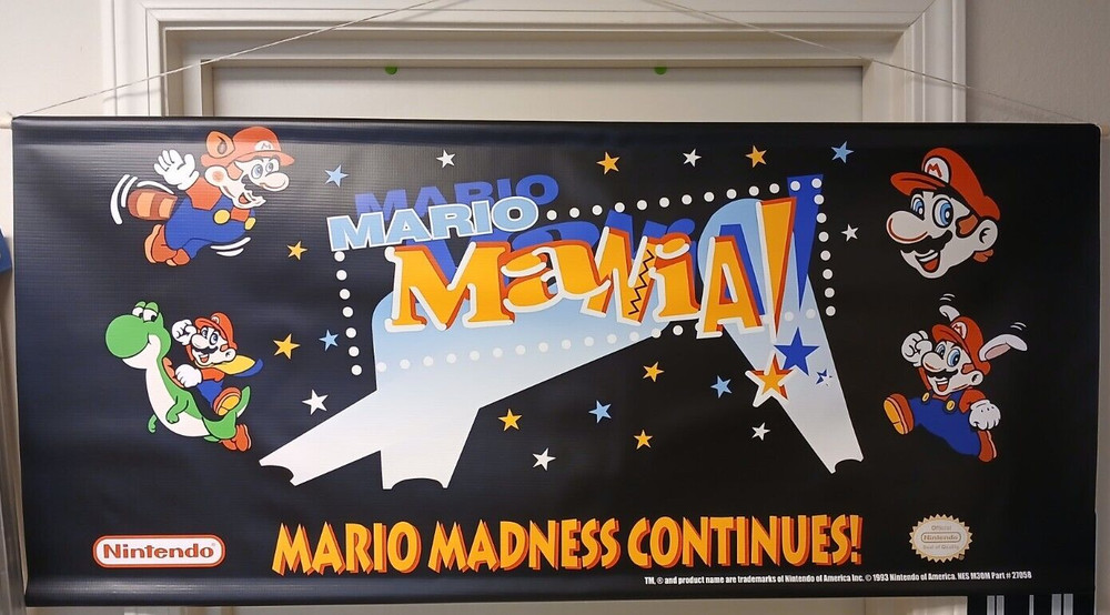 Mario Mania 1993 Vintage Style Nintendo NES M30M Promo Dealer Banner