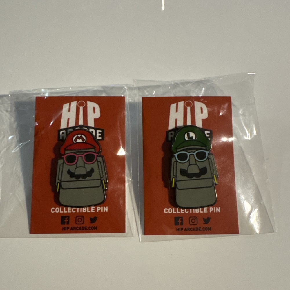 Nintendo Mario And Luigi Moai Tiki Enamel Pin