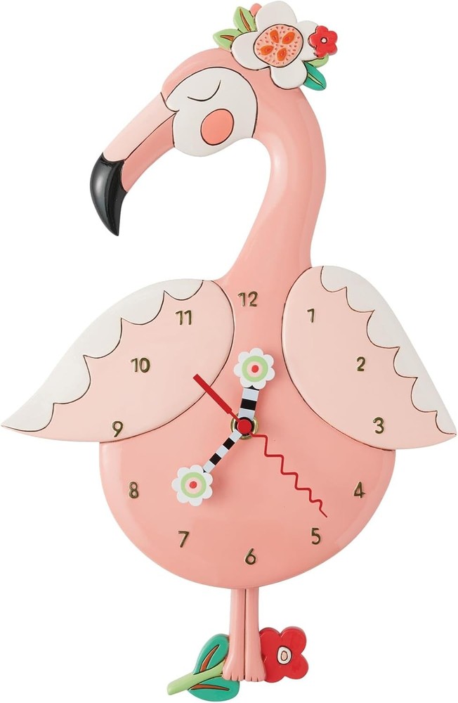 Enesco Allen Designs Pinky The Flamingo with Flowers 11.61 Inch, Multicolor