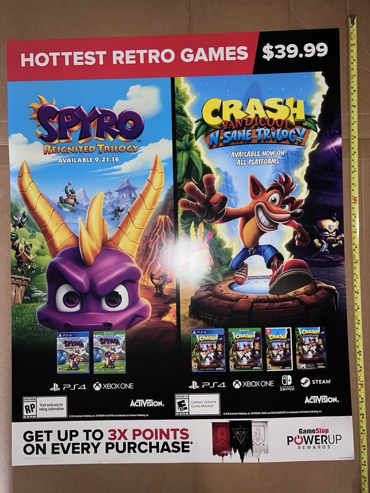 Spyro & Crash Bandicoot GameStop Exclusive Promo Poster #2