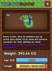 Grow A Garden Venom Peacock Max Age, 390 KG