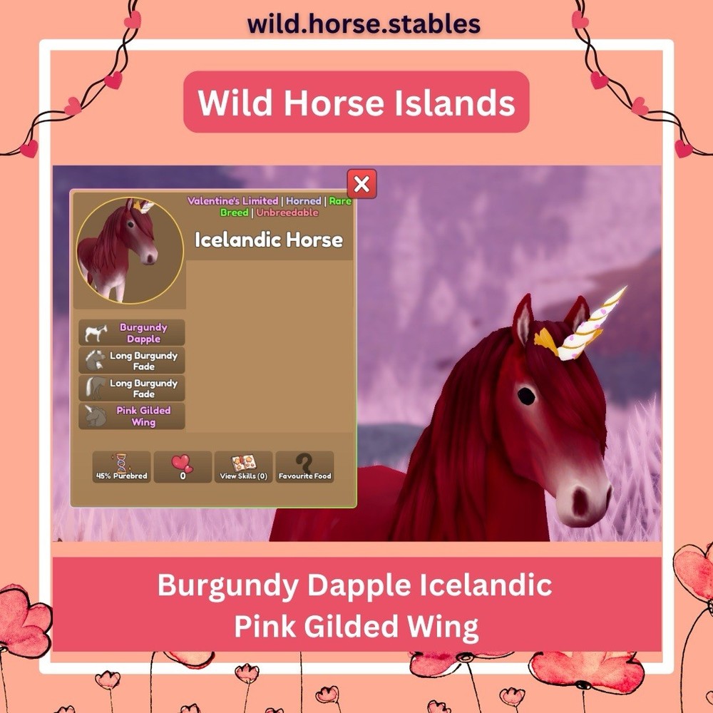 Wild Horse Islands – Burgundy Dapple Icelandic Pink Gilded Wing