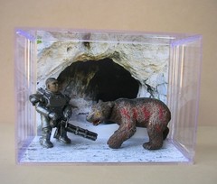 Fallout Maximus and the Yao Guai miniature cube diorama