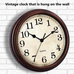 HYLANDA Wall Clock, 9 Inch Silent Non Ticking Classic Battery 9″, A_bronze