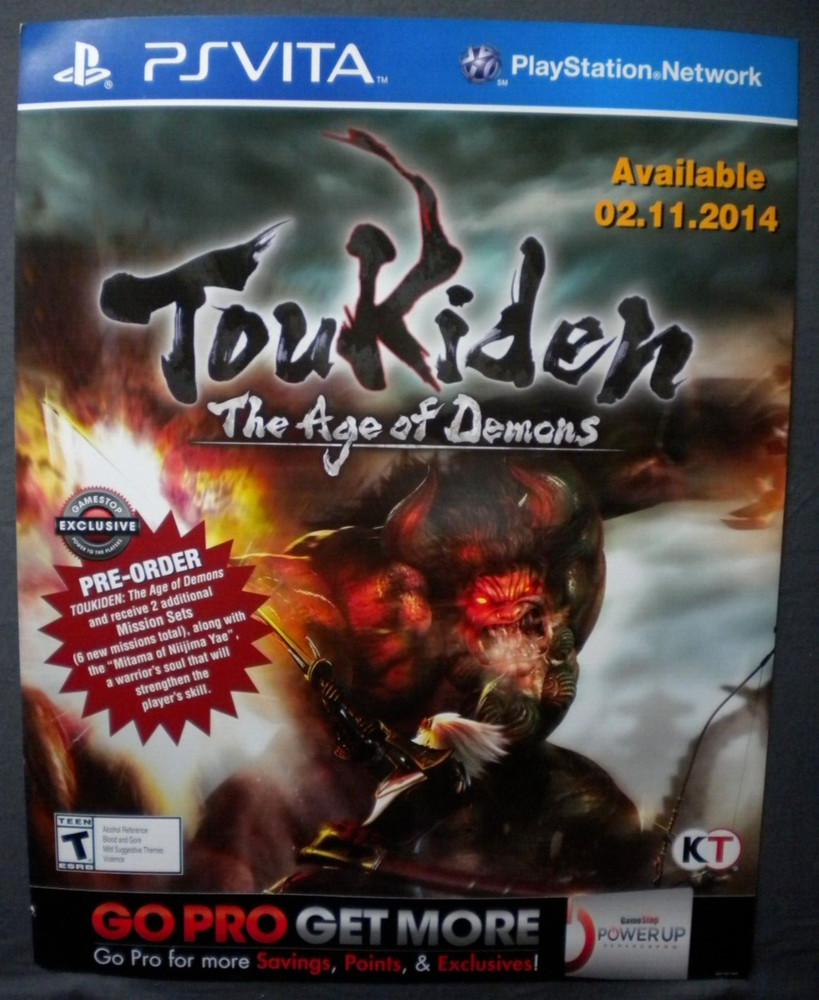 2014 Toukiden Age of Demons PS Vita Store Promotional Promo Display Poster Sign