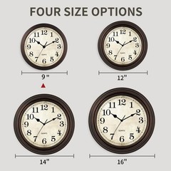 HYLANDA Wall Clock, 9 Inch Silent Non Ticking Classic Battery 9″, A_bronze
