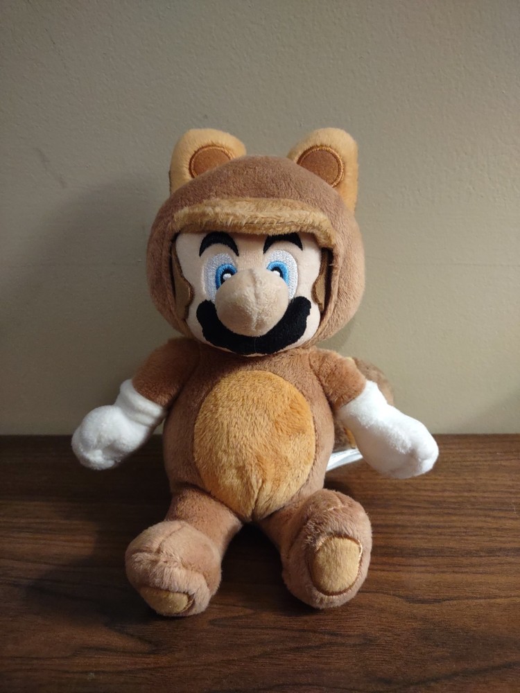 Super Mario 3D Land RACCOON MARIO Plush Little Buddy Sanei 2013 10″ Nintendo