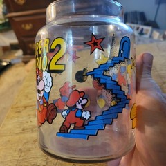 Vintage 1989 Nintendo Super Mario Bros 2 Glass Jar No Lid Canister Container
