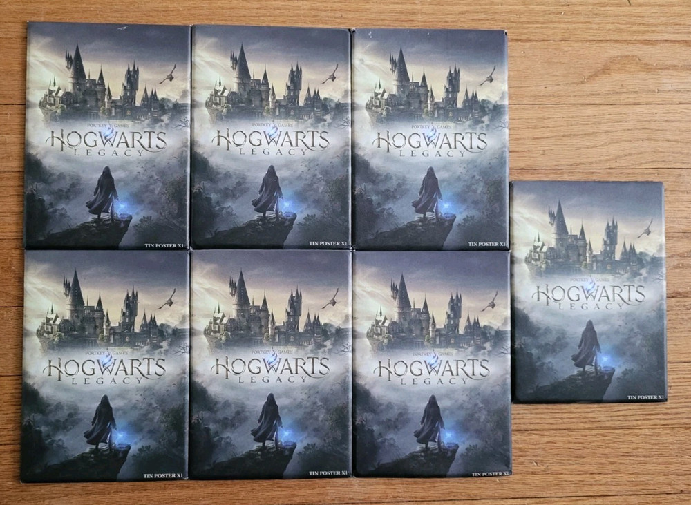 LOT of 7 Hogwarts Legacy Tin Poster Portkey Games Pre Order Bonus Promo PS4 Xbox