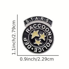 RESIDENT EVIL-S.T.A.R.S. Glossy Vintage BUTTON & Badge LAPEL PIN-Raccoon Police
