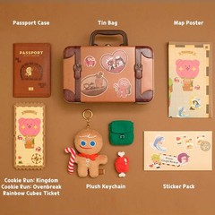 Cookie Run Kingdom Brave Adventure Kit Plush Passport Case Sticker Poster Tinbag
