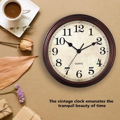 HYLANDA Wall Clock, 9 Inch Silent Non Ticking Classic Battery 9″, A_bronze