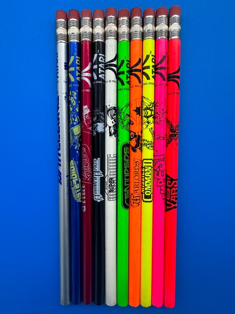 Set of (10) 1982 Atari Pencils Haunted House Asteroids Warlord Centipede ++