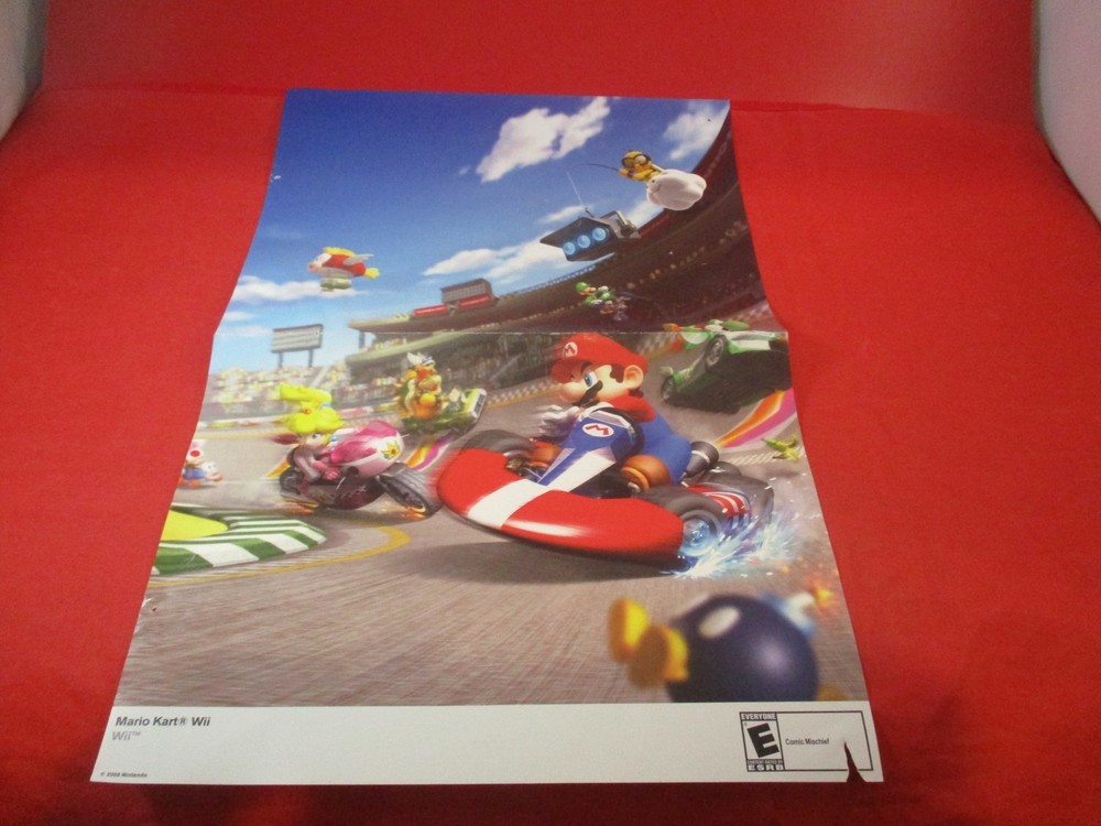 Mario Kart Wii Nintendo 2008 Foldable Promo Poster