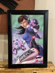 RARE SIGNED AUTOGRAPHED OVERWATCH DVA D.VA PRINT POSTER (NEEDS NEW FRAME)