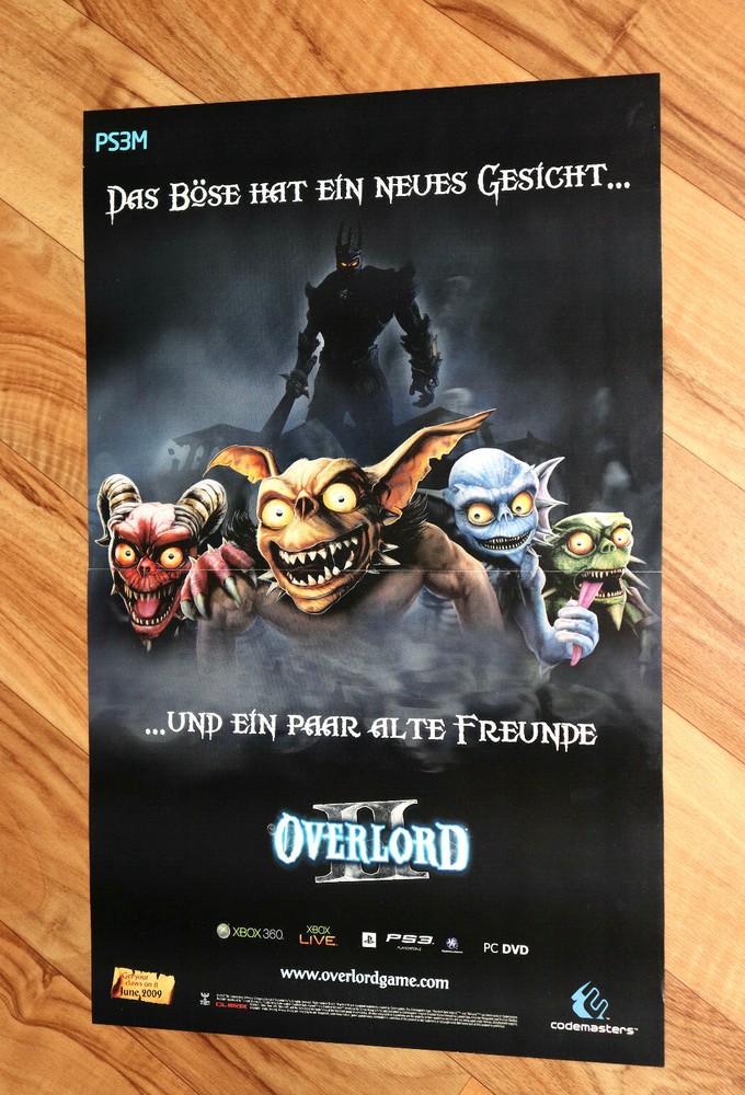 Overlord II 2 Video game Rare Poster Xbox 360, macOS Playstation 3 PS3