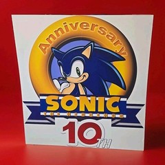 Large 2001 Sonic The Hedgehog Promo 10th Anniversary Hard Vinyl Convention SIGN
