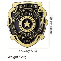 RESIDENT EVIL-S.T.A.R.S. Glossy Vintage BUTTON & Badge LAPEL PIN-Raccoon Police