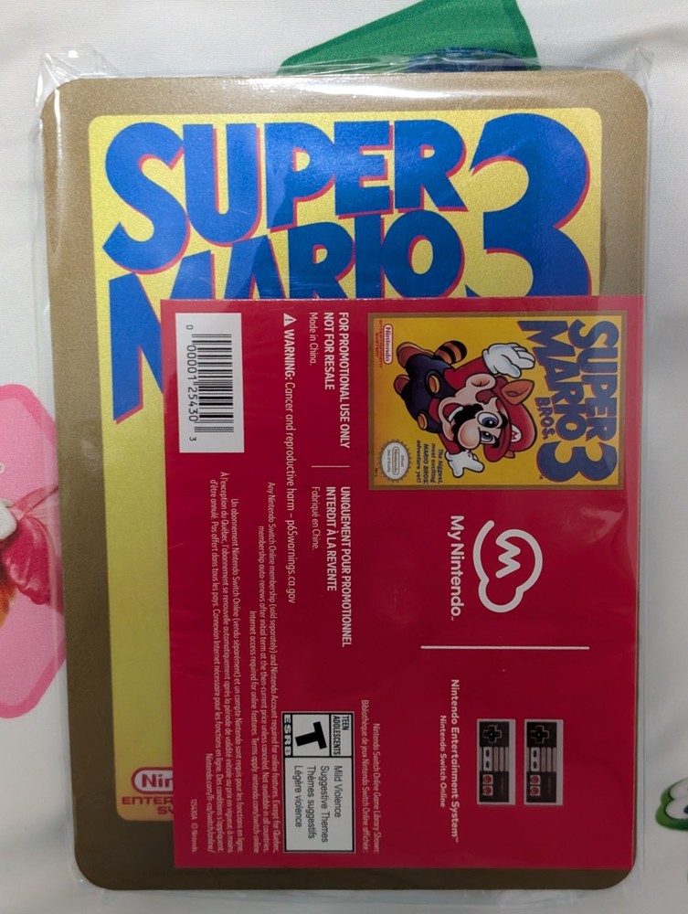 My Nintendo Super Mario Bros 3 Metal Display Sign – Platinum Reward – New