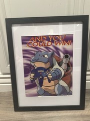 Authentic Framed Pokemon VTG 11×14 Blue Version Gameboy Color Blastoise N64