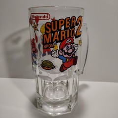 Nintendo Super Mario Bros 2 1989 Vintage Beer Stein Mug Glass Original CLEAN