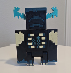 Minecraft Warden Character Figure Toy, Articulated Block Style, Black/Blue
