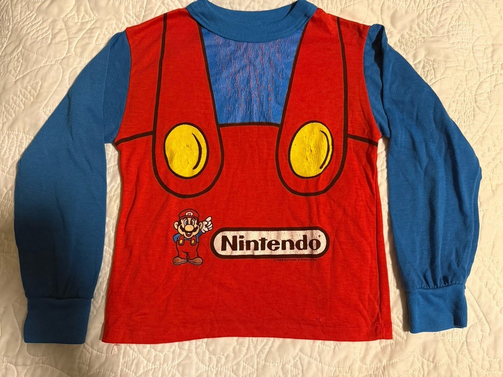 Vintage 1989 Nintendo Super Mario Bros Wormser Pajama Shirt USA Made Youth 10