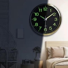 AERFAS 12 Inches Night Light Wall Clocks – with Silent Large, Black