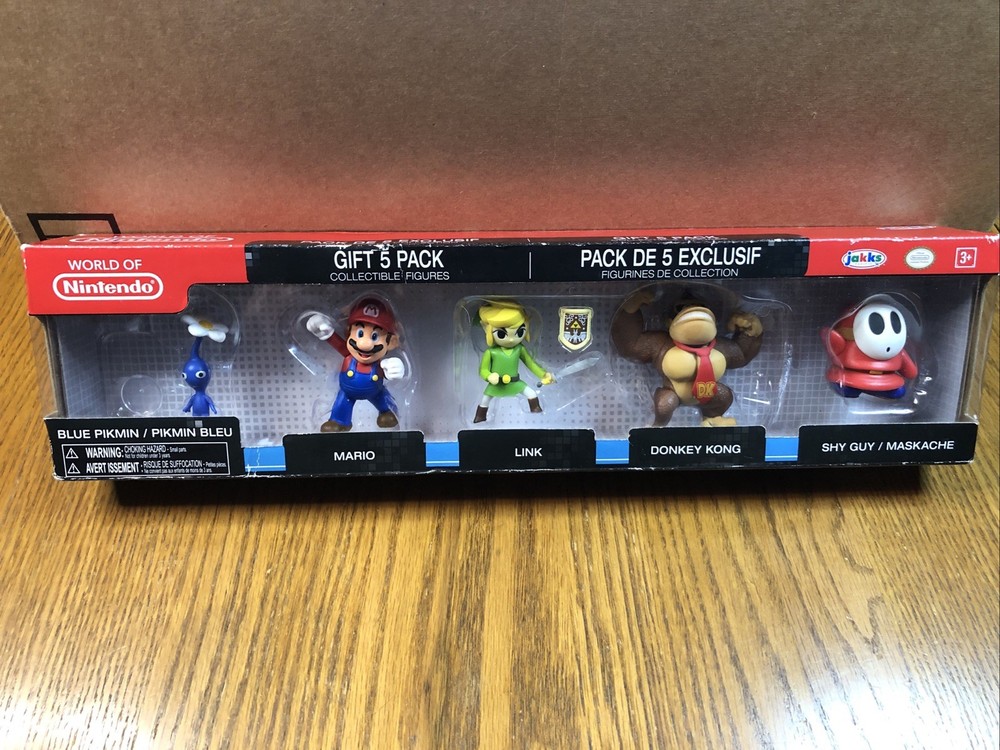 World of Nintendo 5 Figure Set Blue Pikmin, Mario, Link, Donkey Kong Shy Guy NEW